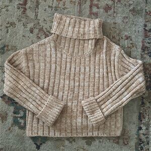 Urban Outfitters Beige Ribbed Turtleneck Sweater